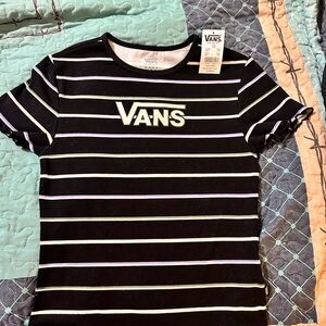 Vans Black Tee with Colorful Stripes